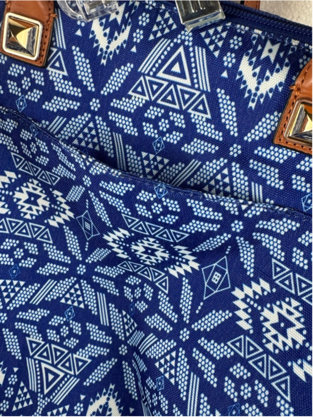 Rebecca Minkoff Blue & White Patterned Satchel One Size - Picture 8 of 10